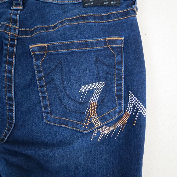 TRUE RELIGION Women's Jennie Curvy Mid Rise Skinny Jeans Size 34 Studs - Picture 6 of 13